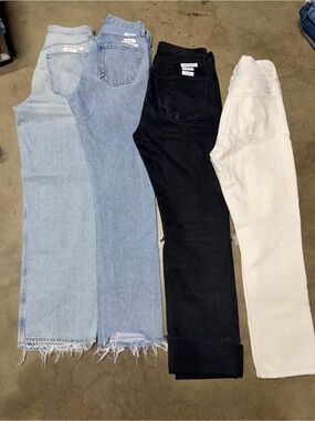 Agolde and Mother Straight-Leg Jeans in Light Blue, Medium Blue, Black & White